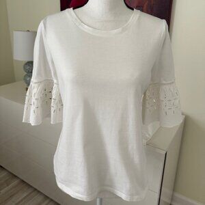 Ann Taylor Crew Neck Bell Sleeve Top